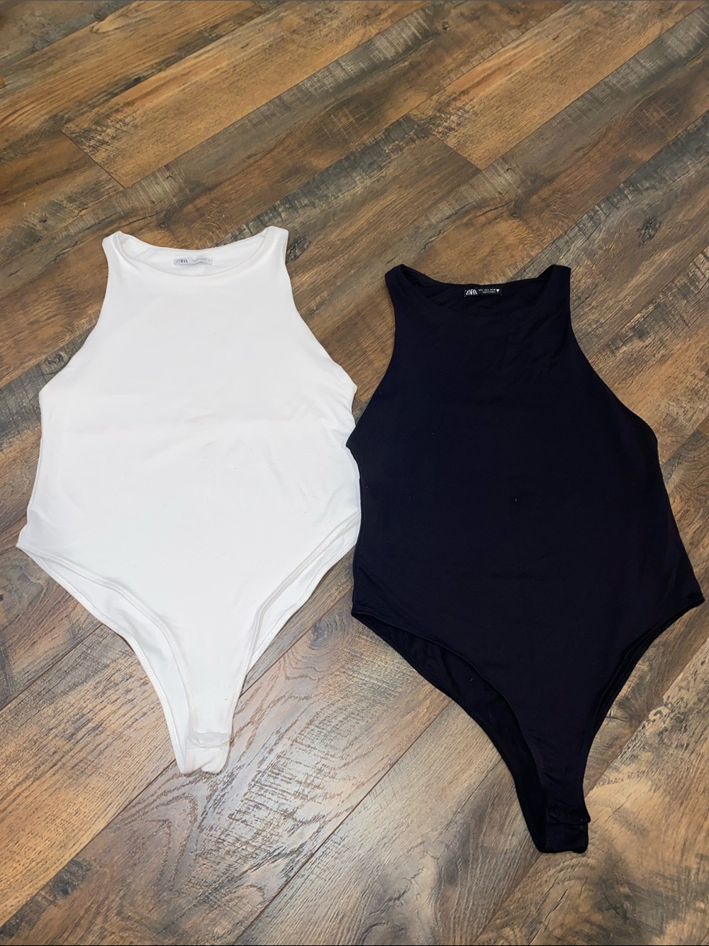 Zara Woman Tank One-Piece Bodysuit - White & Black Set